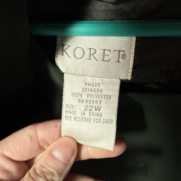 Koret Women Sz 22W Green Floral Button Jacket Cotton Shoulder Pads V3 - Picture 3 of 10